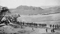 Last of the Chinese troops leaving Tibet for repatriation via India 1913